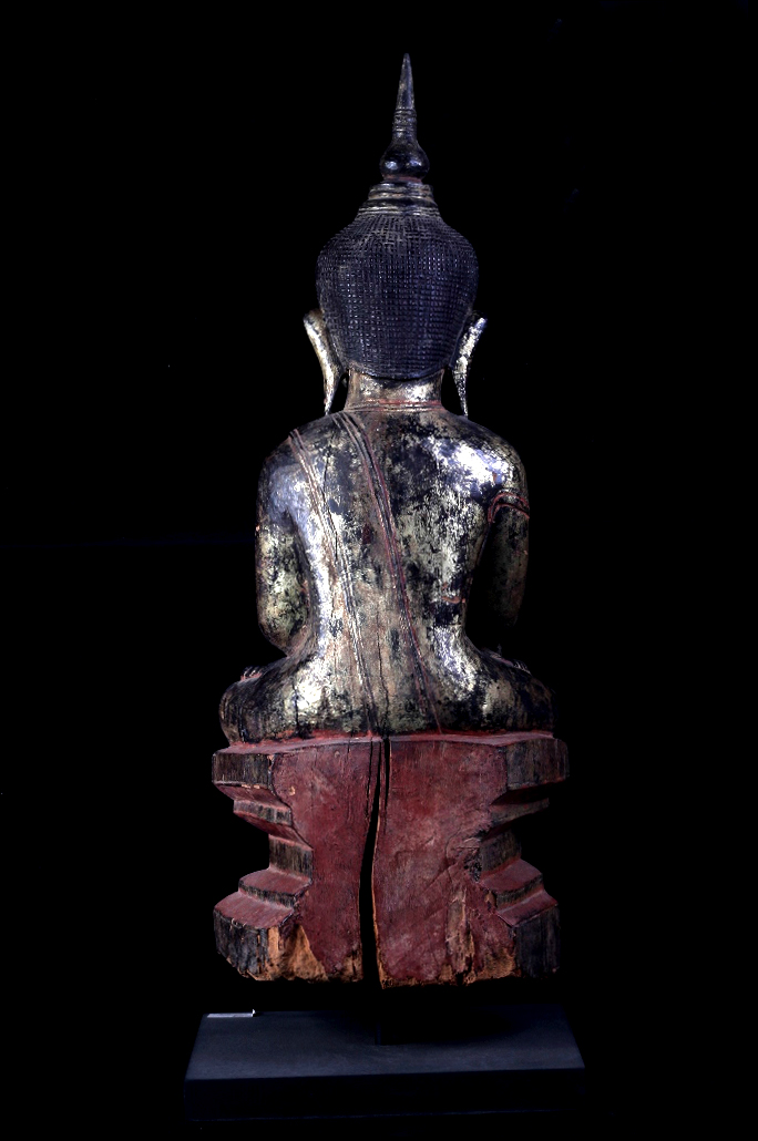 Extremely Rare 18C Wood Burma Shan Buddha #BB271